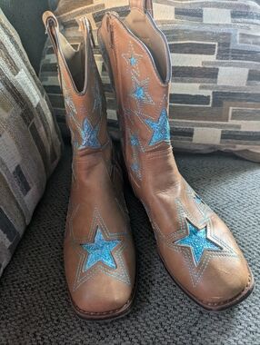 ⭐ Stellar Wonder Nation Blue Glitter Star Cowboy Boots